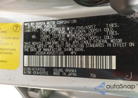 2009 Toyota Highlander from USA, damaged, VIN JTEDS41A592071265